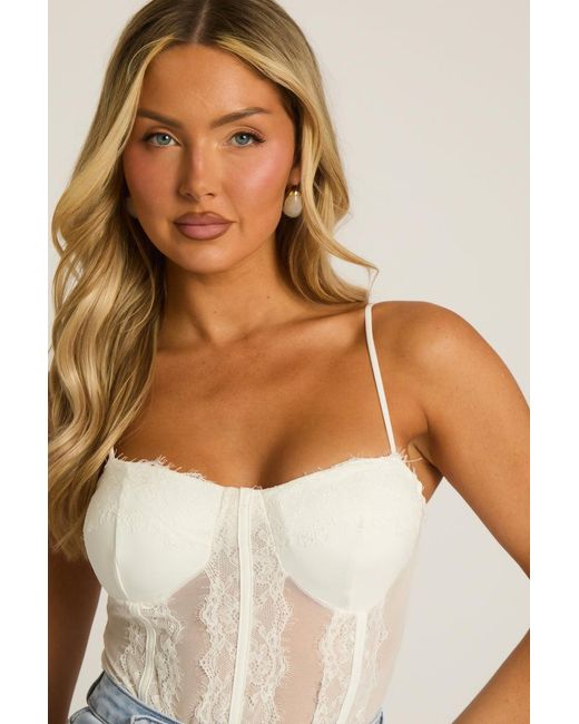 Rebellious Fashion Blue Lace Corset Detail Bodysuit