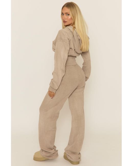 Rebellious Fashion Natural Dove Acid Wash Zip Through Corset Hoodie Loungewear Co-Ord Set