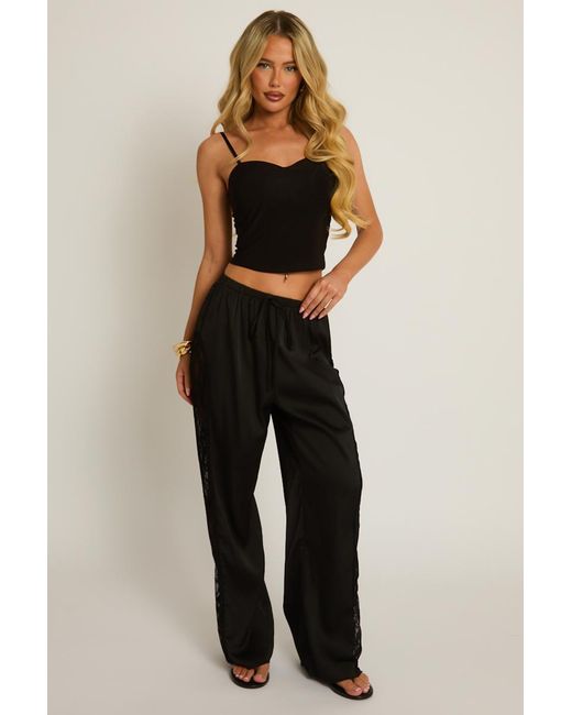 Rebellious Fashion Blue Lace Satin Trousers