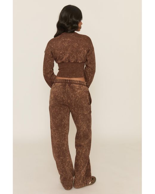 Rebellious Fashion Natural Acid Wash Cinched Waist Jacket And Joggers Loungewear Co-Ord Set