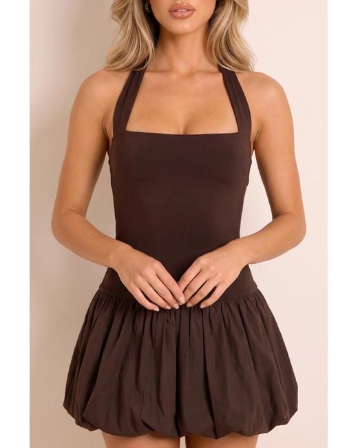 Rebellious Fashion Black Halterneck Puffball Mini Dress