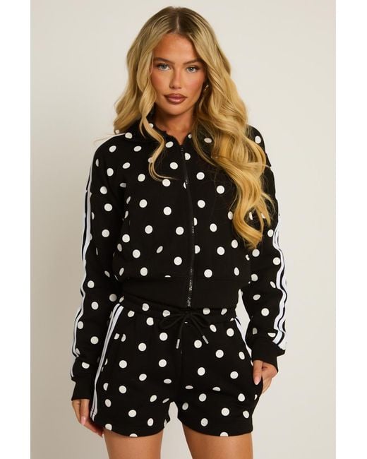 Rebellious Fashion Black Zip Through Jacket And Shorts Co-Ord Set