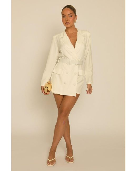 Rebellious Fashion Natural Tailored Blazer Playsuit