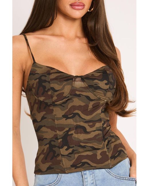 Rebellious Fashion Blue Print Laced Back Corset Top