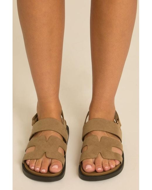 Rebellious Fashion Natural Faux Suede Caged Sandals