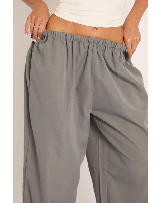 Rebellious Fashion Gray Wide Leg Parachute Trousers