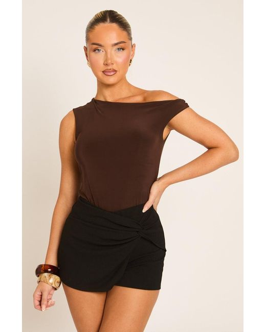 Rebellious Fashion Natural Wrap Front Skort