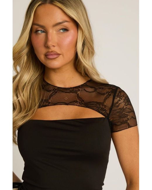 Rebellious Fashion Black Lace Detail Top