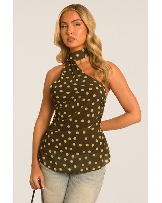 Rebellious Fashion Natural Polka Dot Scarf Top
