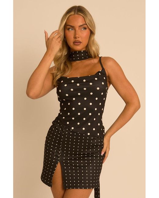Rebellious Fashion Natural Polka Dot Scarf Mini Dress