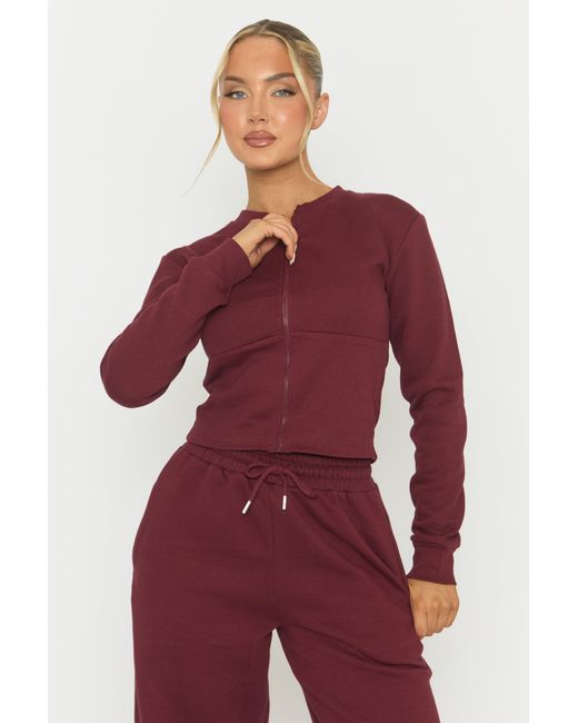 Rebellious Fashion Red Zip Through Loungewear Co-Ord Set