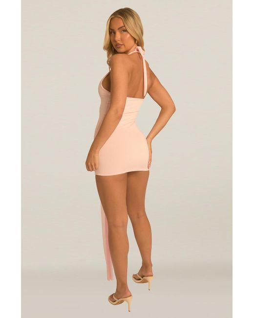 Rebellious Fashion Natural Draped Sash Mini Dress