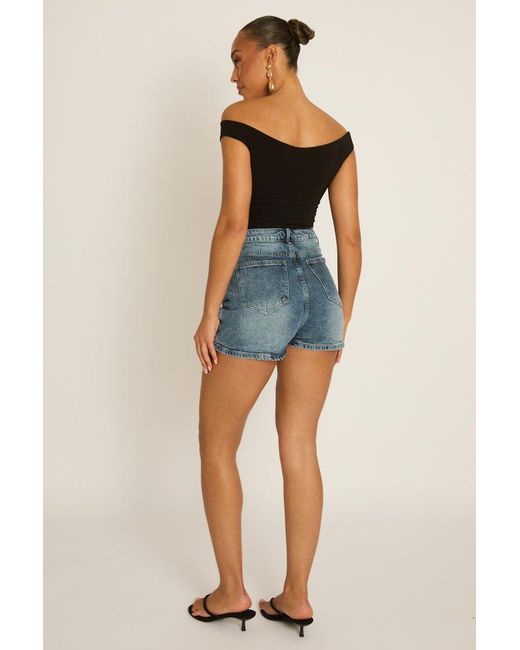 Rebellious Fashion Blue Off Shoulder Bodysuit