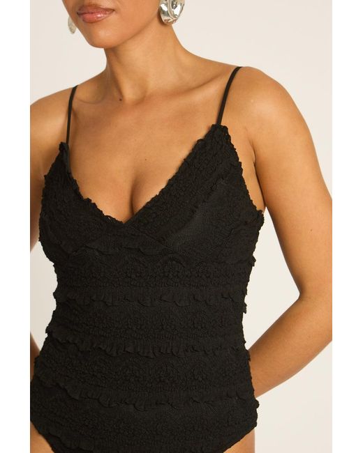 Rebellious Fashion Blue Lace Frill Bodysuit