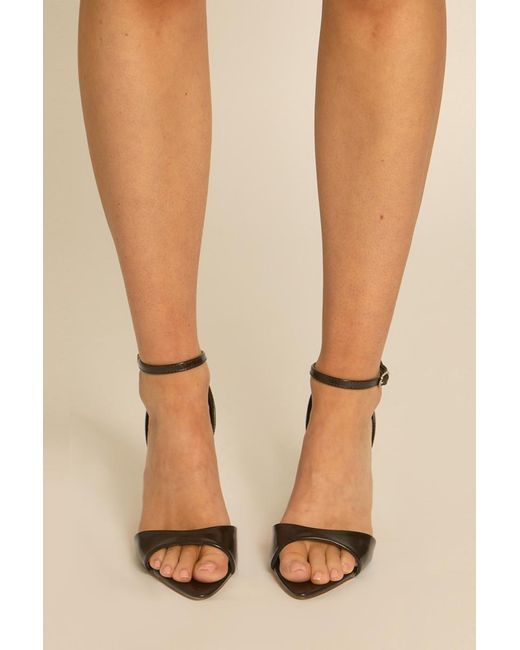 Rebellious Fashion Natural Faux Leather Ankle Strap Stiletto Heels