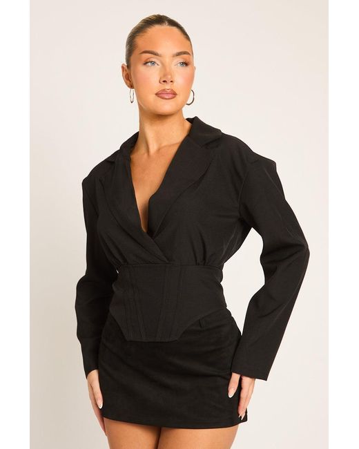 Rebellious Fashion Black Tailored Corset Detail Shirt
