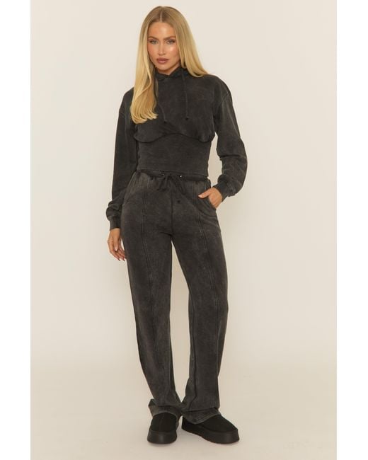 Rebellious Fashion Multicolor Washed Cinched Waist Hoody And Joggers Loungewear Co-Ord Set