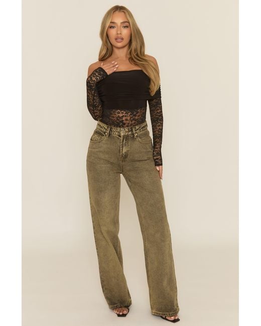 Rebellious Fashion Black Lace Bardot Bodysuit