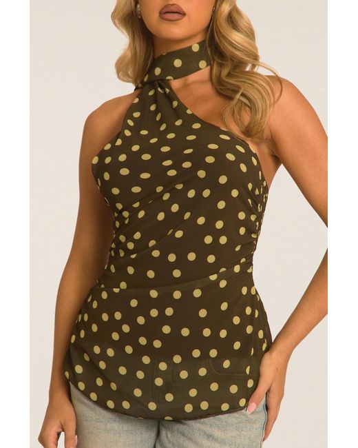 Rebellious Fashion Natural Polka Dot Scarf Top
