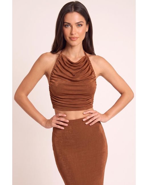 Rebellious Fashion Multicolor Textured Slinky Draped Top And Maxi Skirt Co-Ord Set