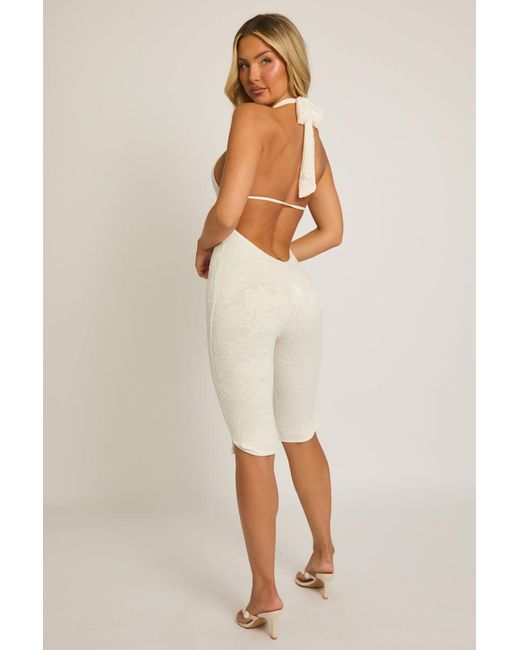 Rebellious Fashion Natural Lace Corset Capri Jumpsuit