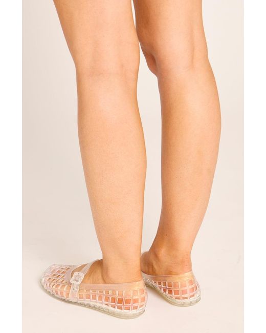 Rebellious Fashion Pink Cage Jelly Ballet Flats