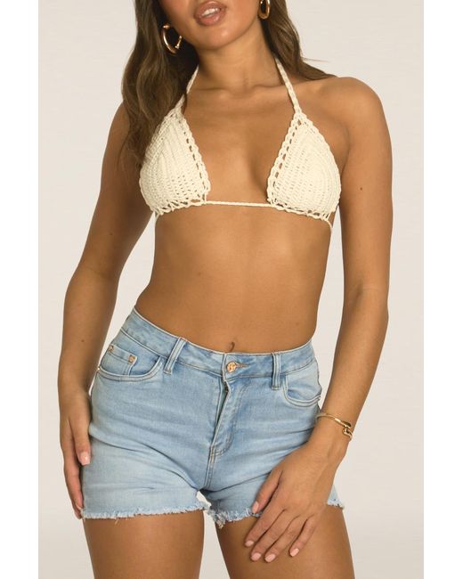 Rebellious Fashion Blue Crochet Triangle Bralet
