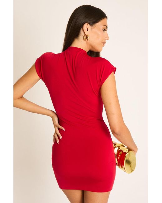 Rebellious Fashion Red Slinky Cut Out Mini Dress