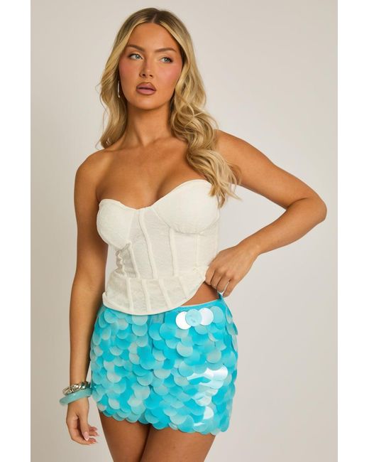 Rebellious Fashion Green Disc Sequin Mini Skirt