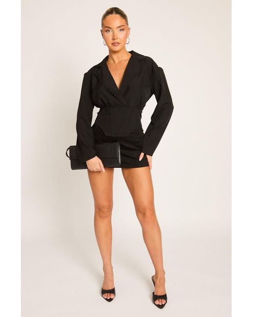 Rebellious Fashion Black Tailored Corset Detail Shirt