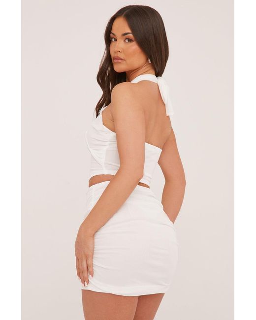 Rebellious Fashion White Mesh Ruched Mini Skirt