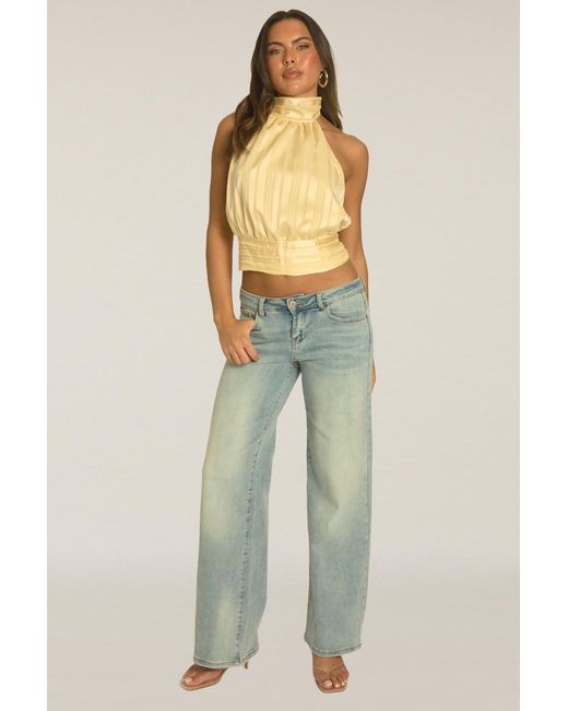Rebellious Fashion Yellow Halterneck Blouson Top