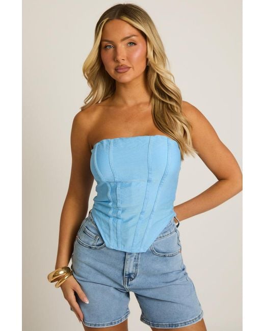 Rebellious Fashion Blue Bandeau Corset Top