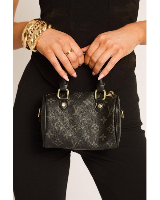 Rebellious Fashion Black Monogram Top Handle Mini Bag