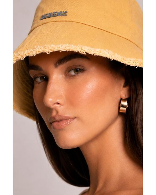 Rebellious Fashion Natural Logo Detail Bucket Hat