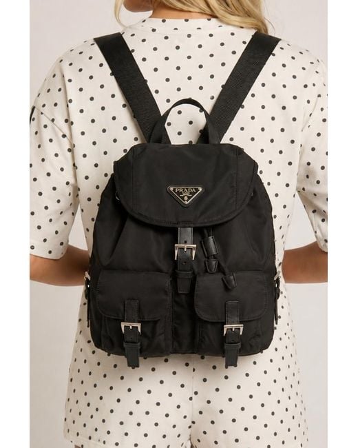 Rebellious Fashion Black Logo Detail Nylon Backpack Bag