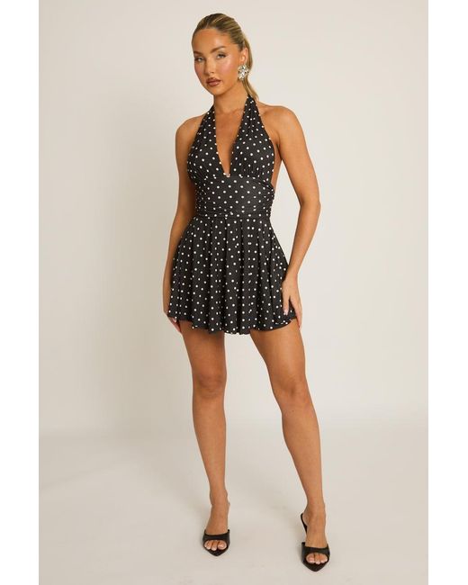 Rebellious Fashion Multicolor Halter Plunge Neck Mini Dress