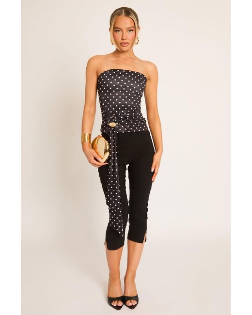 Rebellious Fashion Black Bengaline Split Hem Capri Pants