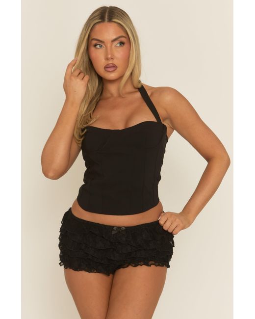 Rebellious Fashion Black Lace Frill Micro Shorts