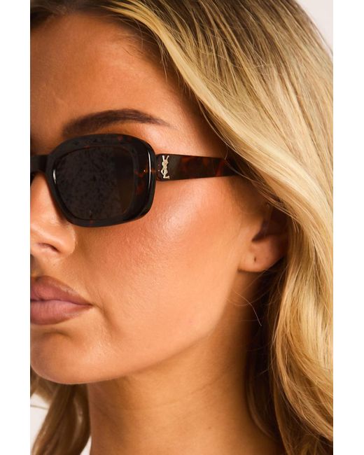 Rebellious Fashion Black Logo Detail Tortoise Shell Sunglasses