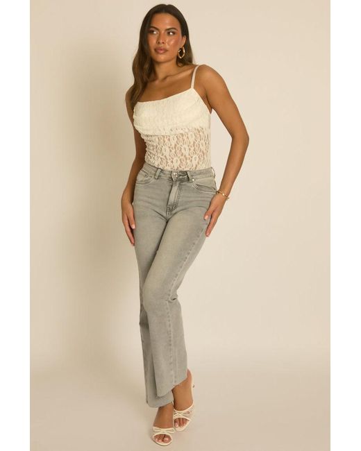 Rebellious Fashion Natural Stretch Hotfix Pocket Detail Jeans