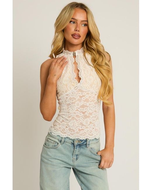 Rebellious Fashion White Lace Cut Out Top