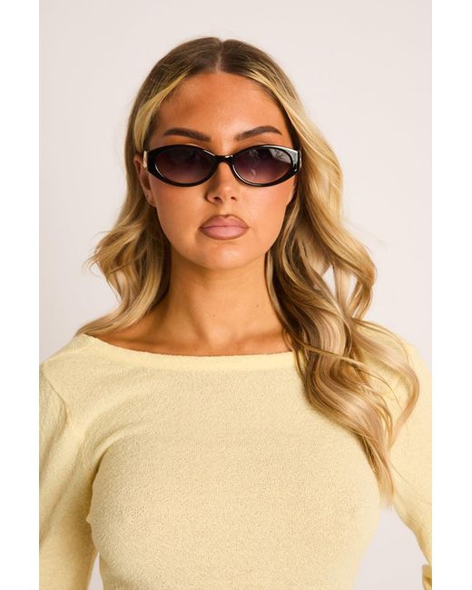 Rebellious Fashion Brown Logo Detail Oval Sunglasses