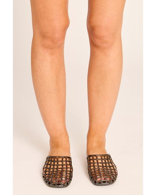 Rebellious Fashion Natural Cage Jelly Mule Sliders