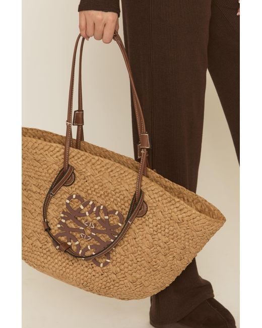 Rebellious Fashion Brown Logo Detail Raffia Tote Bag