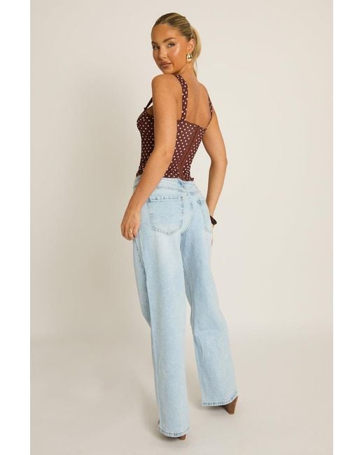 Rebellious Fashion Blue Acid Wash Wide Leg Jeans