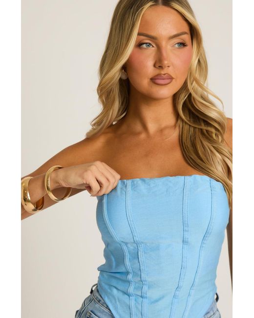 Rebellious Fashion Blue Bandeau Corset Top