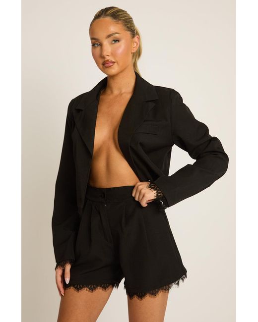Rebellious Fashion Black Lace Trim Shorts