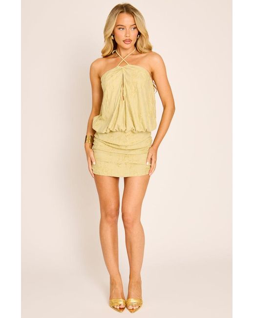 Rebellious Fashion Yellow Distressed Blouson Mini Dress