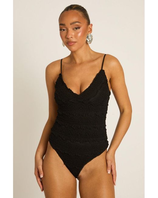 Rebellious Fashion Blue Lace Frill Bodysuit